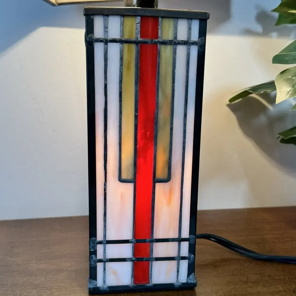 Mission Style Stained Glass Table Lamp Prairie Arts & Crafts Frank Lloyd Wright